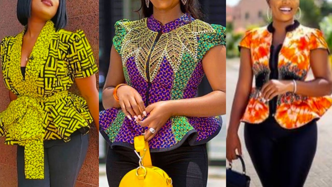 Уникальные стили блузок в стиле Анкара: новые модели топов с баской в ​​стиле Анкара для женщин |...