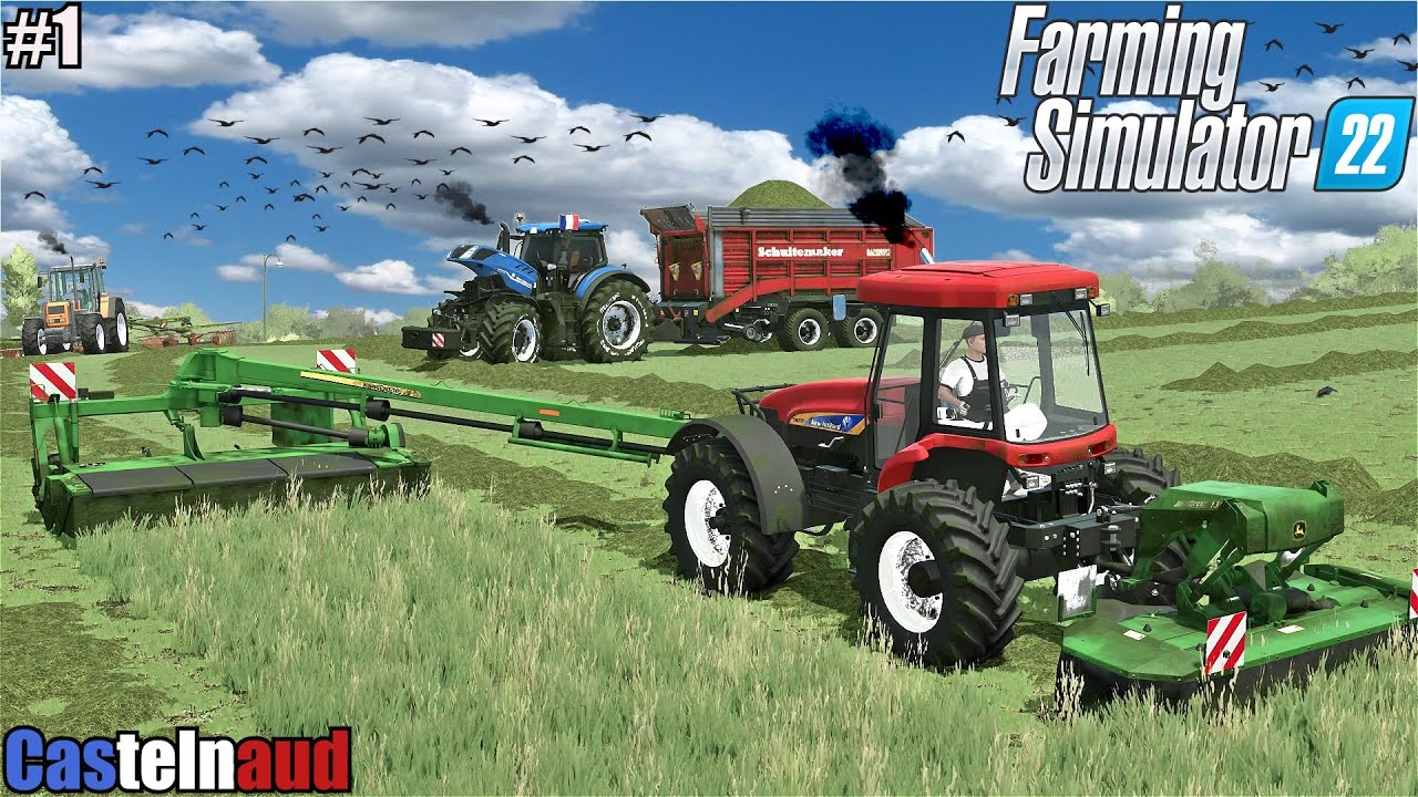 Mowing GRASS with NEW HOLLANHD TV6070│CASTELNAUD │FS 22│1