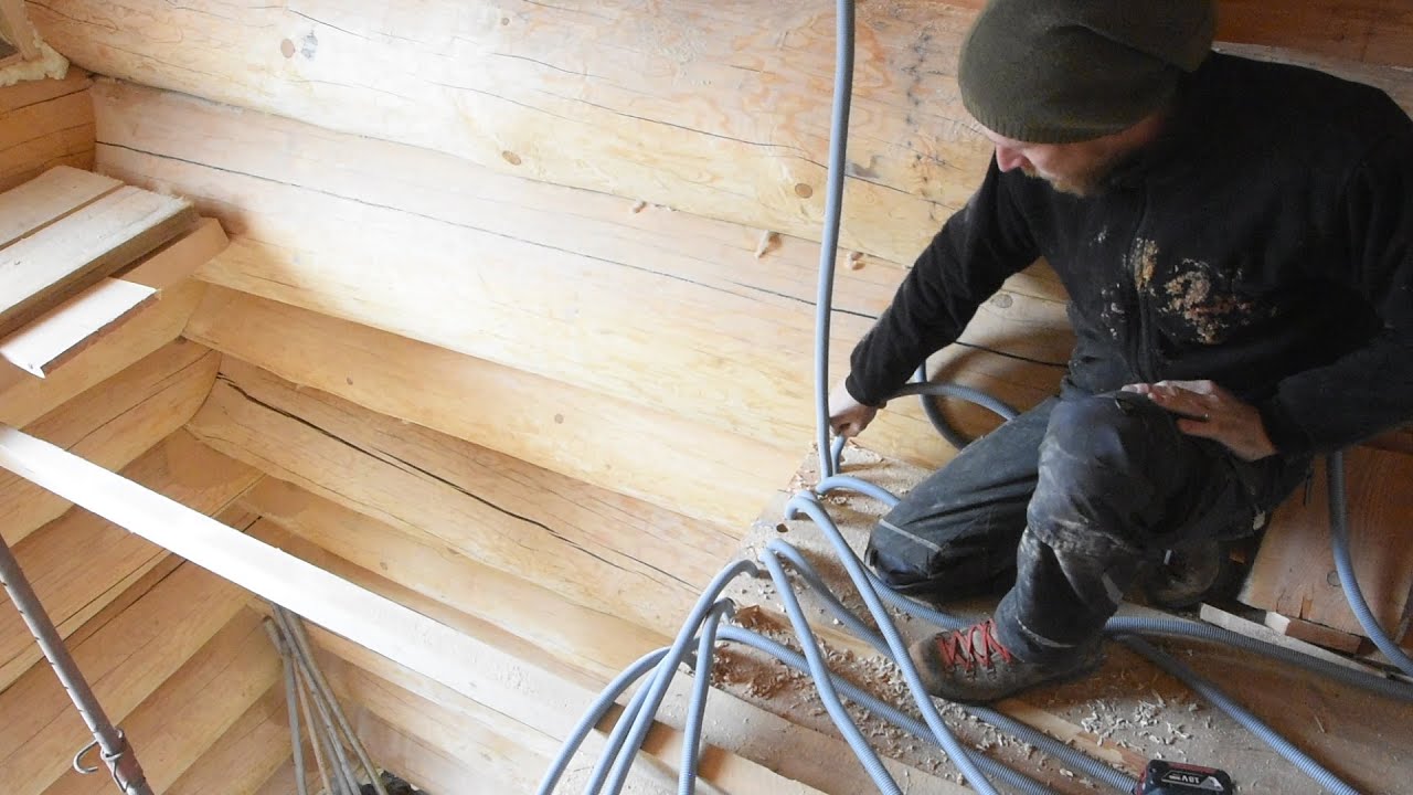 Building LOG CABIN  S4 Ep10 - Electrical and Water Installations in LOG CABIN