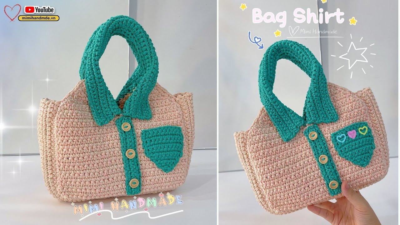 Crochet Handle Bag | Bag Shirt | Móc Túi Áo Sơ Mi Đơn Giản Đứng Fom Rất Đẹp 👔 | Mimi Handmade