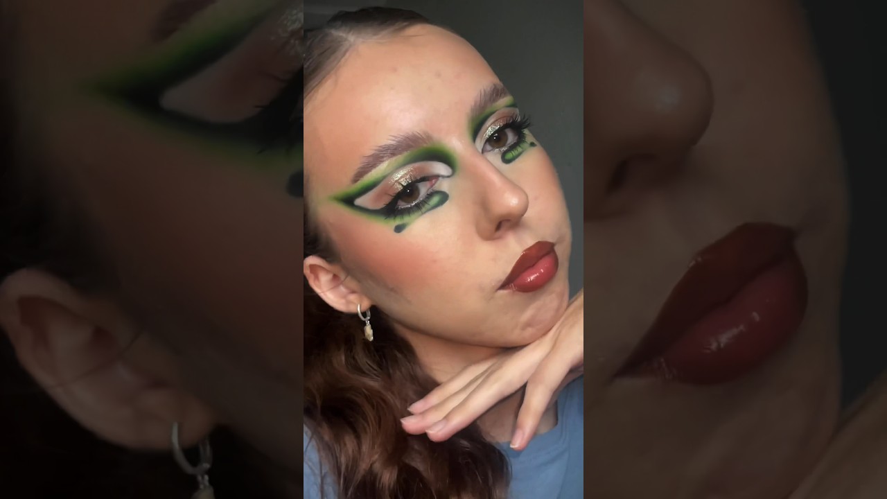 🍃 #makeup #eyemakeup #graphicmakeup #greenmakeup #eyeshadowlooks #makeupideas