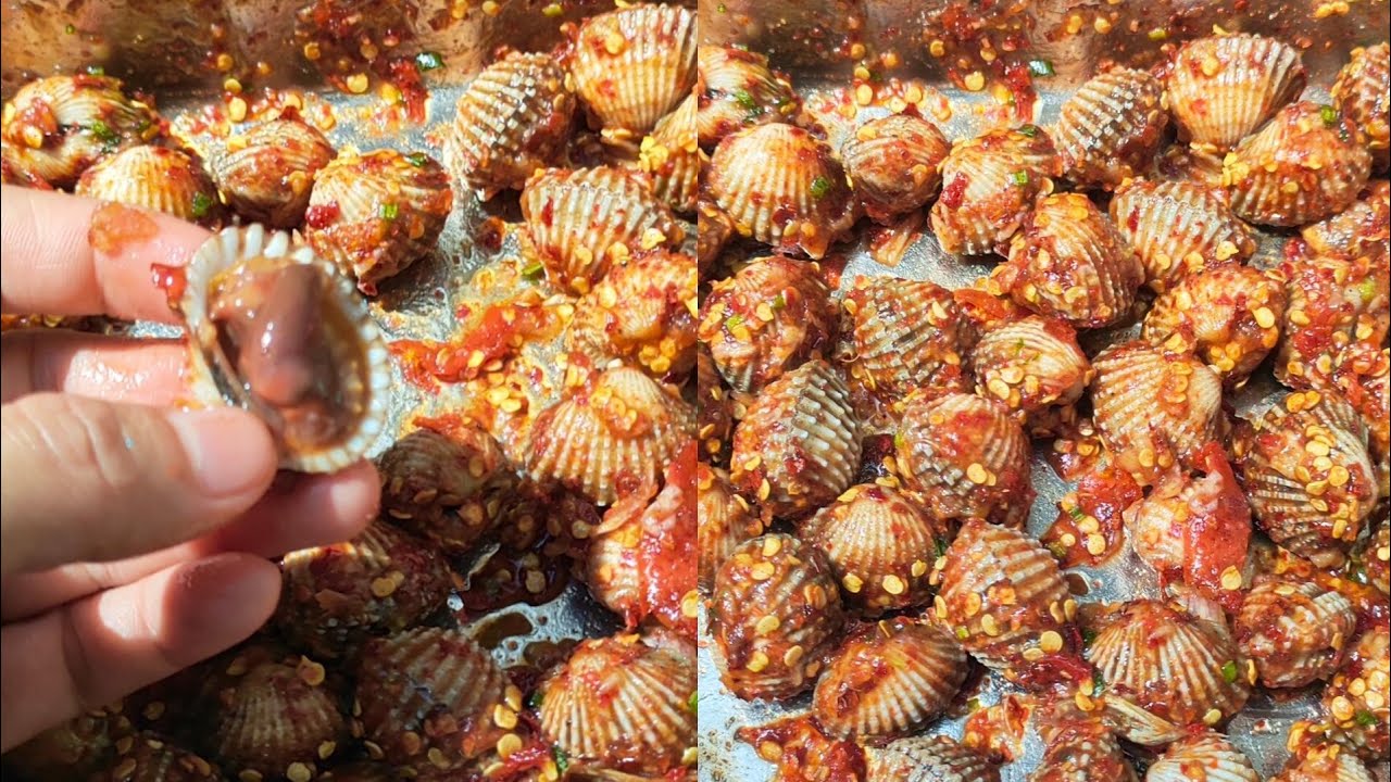 របៀបធ្វើ ងាវហាលអំបិលម្ទេស សាច់ងាវឡើងស្រួយហើយឆ្ងាញ់ How to make Crispy Sun-dried Salt Chili Cockles