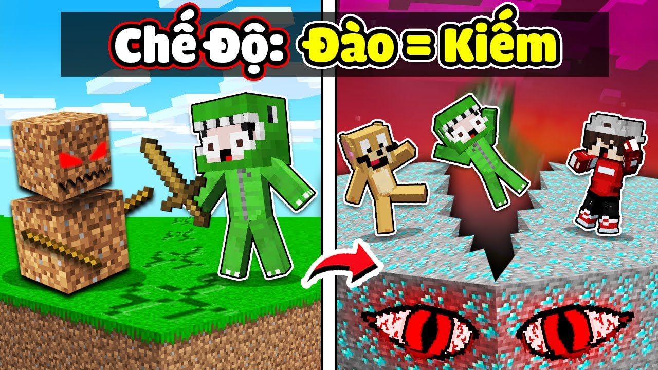 KHANGG BEDWARS THỬ TH&Aacute;CH 24H Đ&Agrave;O = KIẾM S&Agrave;N ĐẤU NGẪU NHI&Ecirc;N TRONG MINECRAFT *ĐẠI CHIẾN VỚI BLOCK 😱🤔
