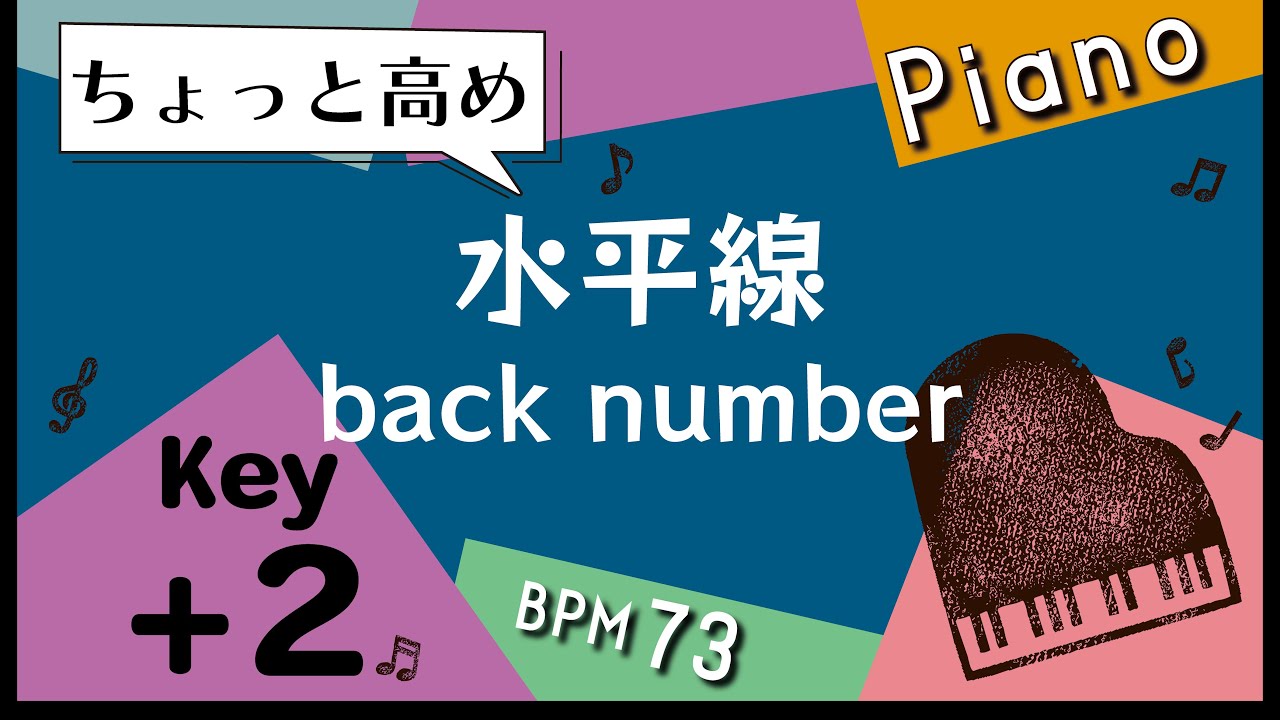 【カラオケ♪＋２キー♪Piano ver】水平線/back number