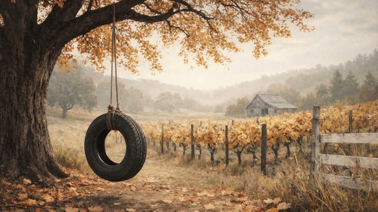 🍂 Cozy Home | Fall Vineyard Tire Swing | Autumn Calm & Nostalgia | Relaxing Screensaver