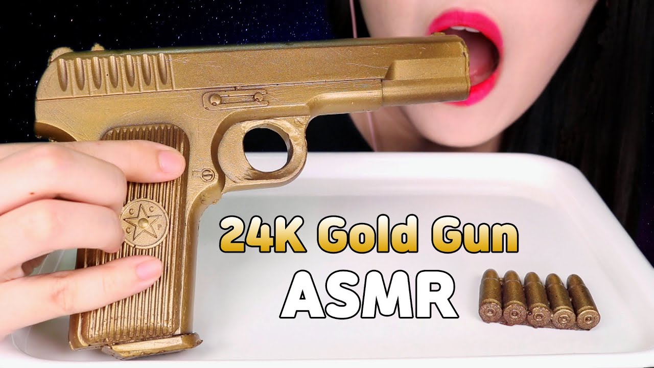ASMR EDIBLE GUN CHOCOLATE 먹는 총 초콜릿 먹방 咀嚼音チョコレート EATING SOUNDS NO TALKING MUKBANG