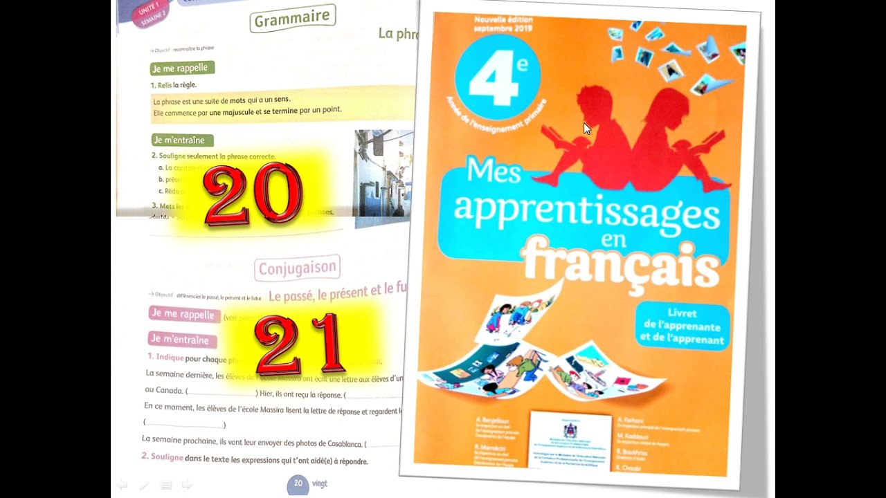 Mes apprentissages en français 4 page 20 et 21