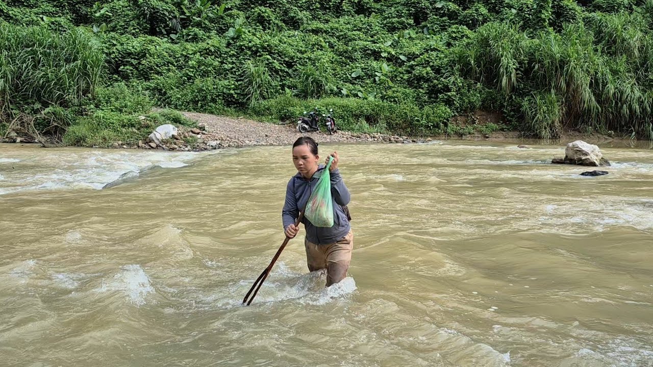 Single mother didn't hesitate to cross the river to help an elderly woman clean up the cornfield.
