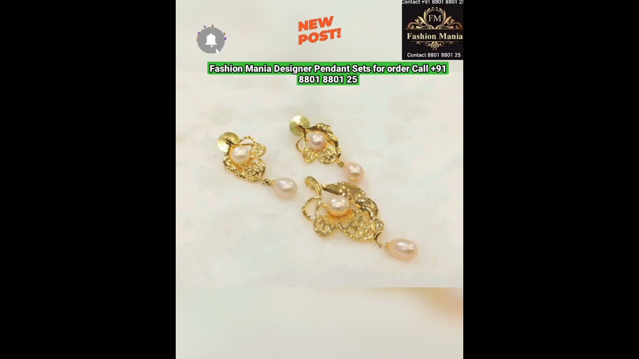 Designer Pearl Pendant Set (Pink) Gold Plated with Earrings Sets
