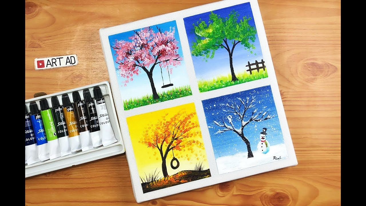 Art painting #2/ Acrylic/ Four seasons painting/ Vẽ tranh bốn mùa