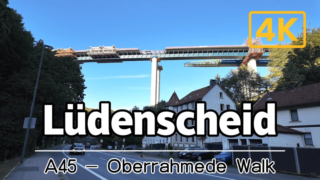 Lüdenscheid Walk 🚶‍♂️ | Oberrahmede & A45 Bridge | Urban Scenery in 4K