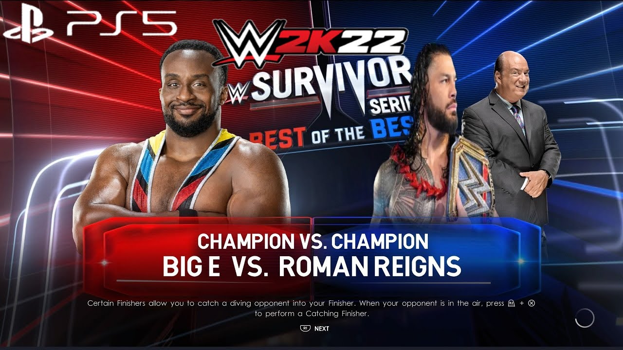 WWE 2K22 BIG E vs ROMAN REIGNS - CHAMPION vs CHAMPION MATCH: SURVIVOR SERIES 2021 [1080P 60FPS PS5]
