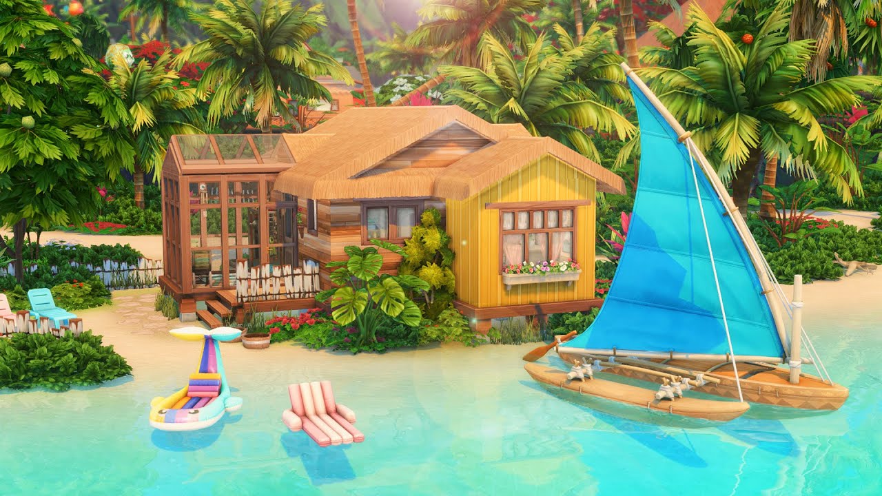 Красочный пляжный домик 🏖️🌊 // The Sims 4 Скоростное строительство