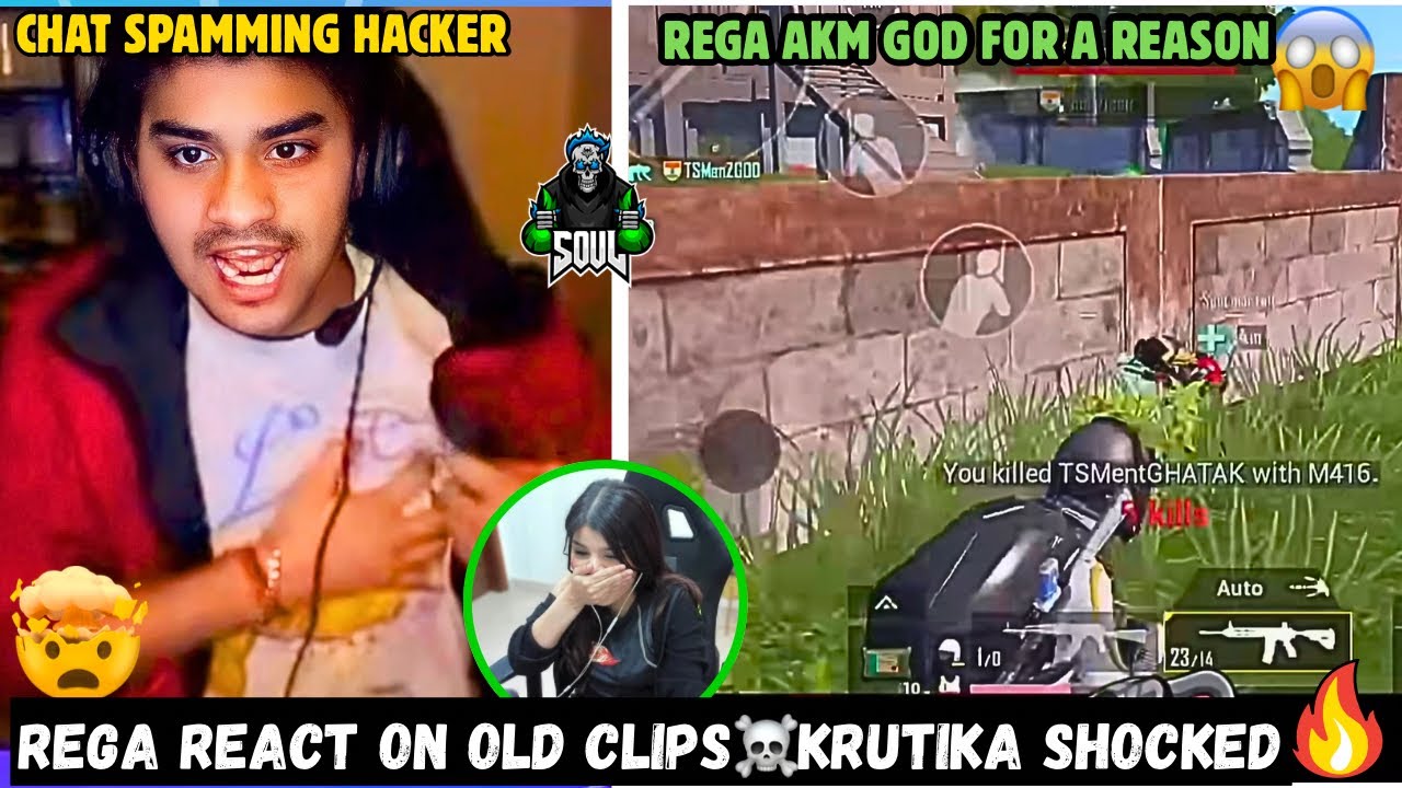 REGA🚀REACTS ON HIS OLD CLIPS🤯CHAT SPAMMED HACKER☠️REGA AKM GOD FOR A REASON🔥