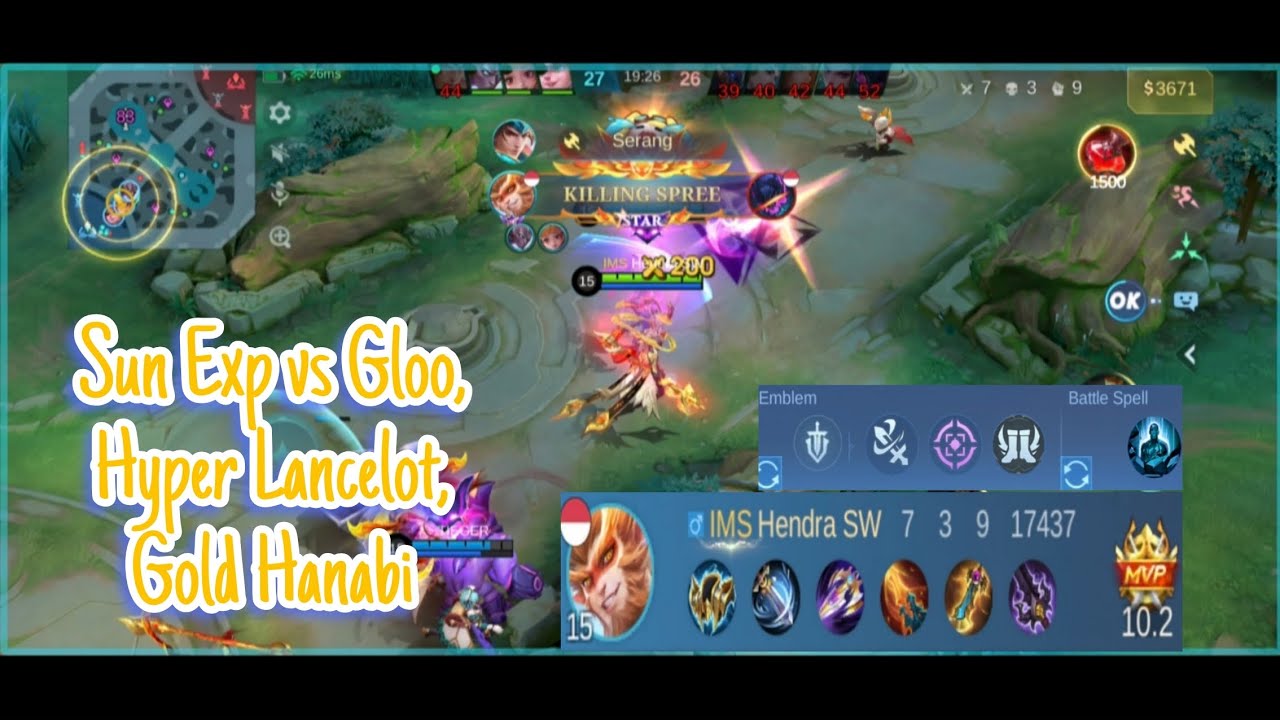Sun Exp vs Gloo, hyper lancelot & gold Hanabi
