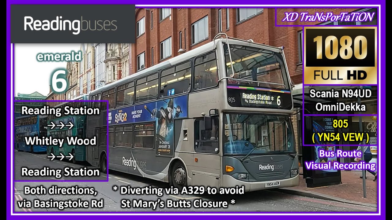 [Reading buses] emerald 6 ~ Central Reading ➝ Whitley Wood ➝ Central Reading【4K UW】*with diversion*