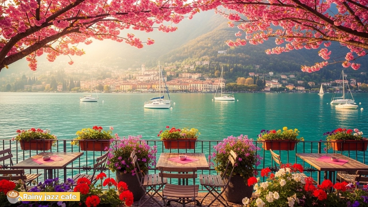 Cozy European Lakeside Café Jazz ☕ 봄날 카페 힐링 음악 | Study Music | 공부할때 듣는 음악