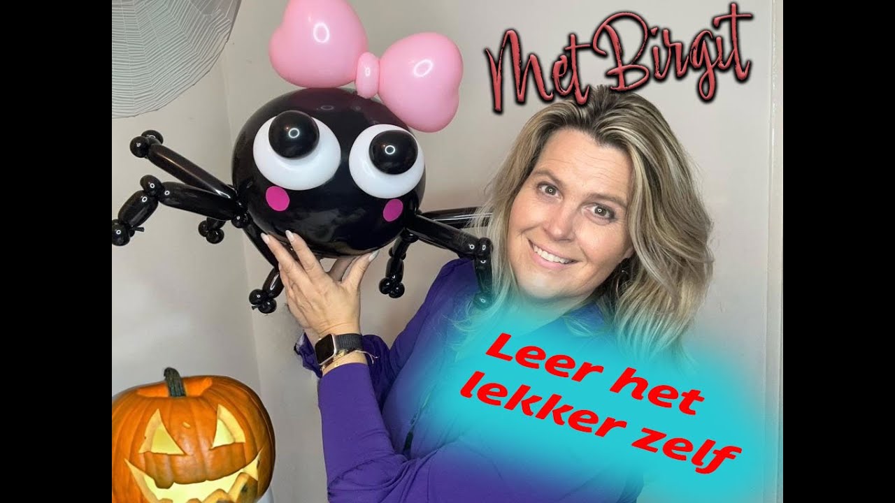 AAAAHHHHHHH, een Spin. Gelukkig, het is een hele lieve halloween ballonspin!