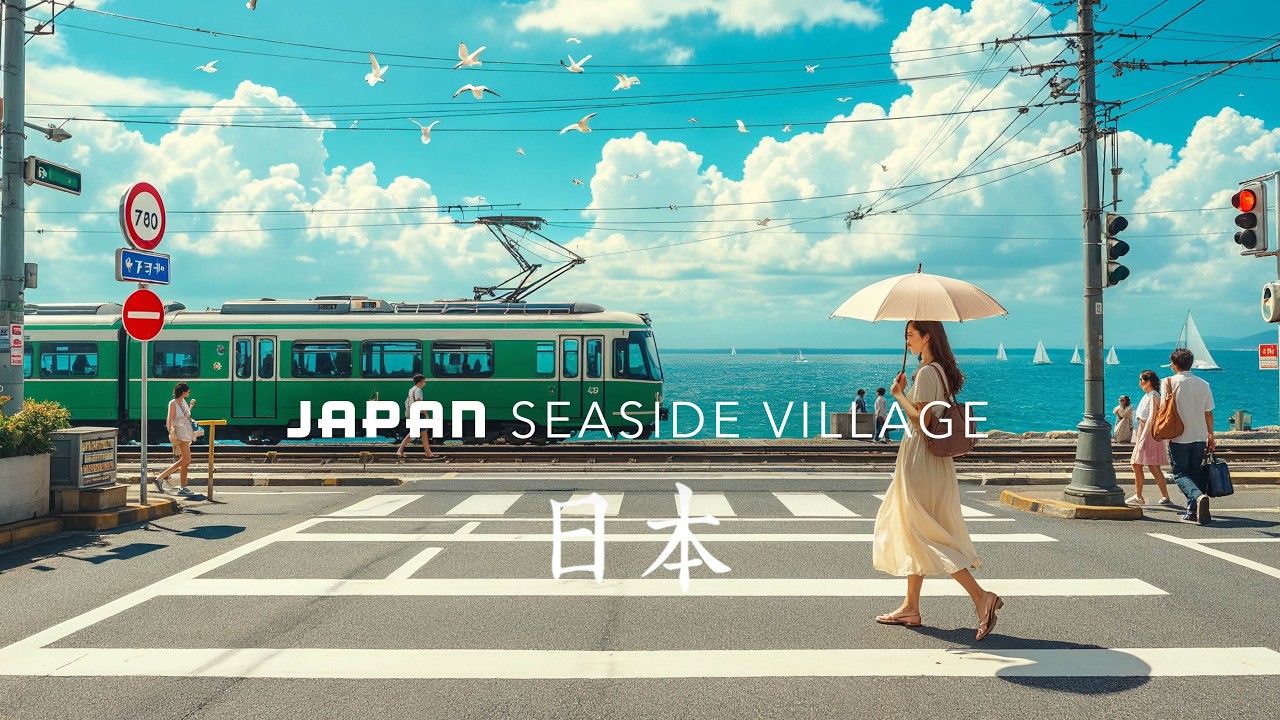 4K Japan Seaside Village Walk - Kamakura Enoden Train Line Kanagawa Suburbs Walking Tour | HDR 60fps