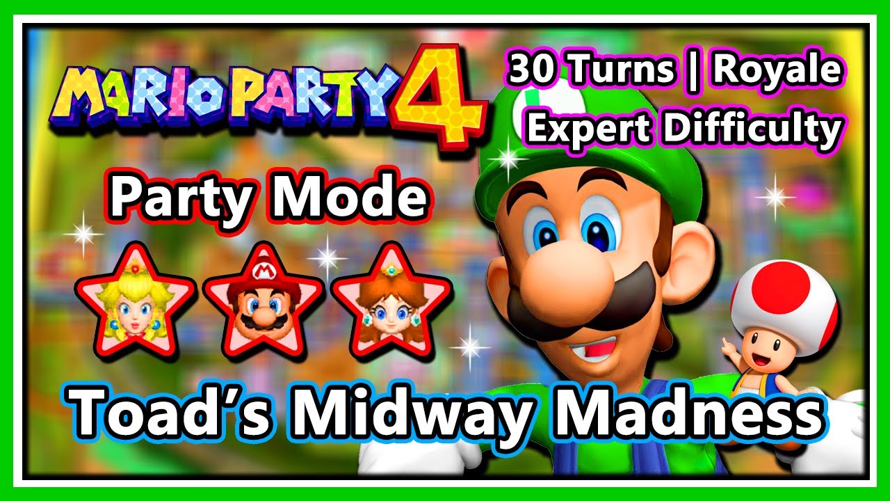 Mario Party 4 - 30 Turns | Royale | Luigi, Mario, Peach & Daisy | Toad's Midway Madness