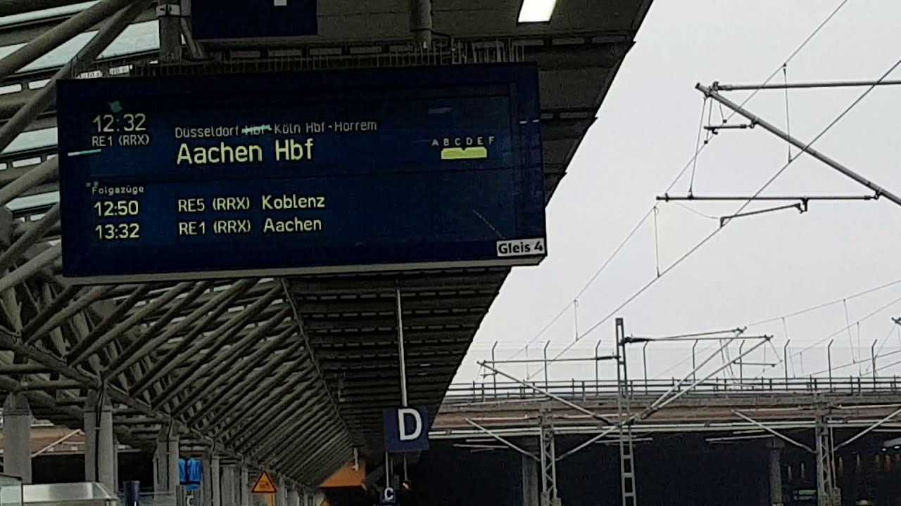 D&uuml;sseldorf International Airport Flughafen  DB Train RE1  to K&ouml;ln Cologne Hbf December 2020