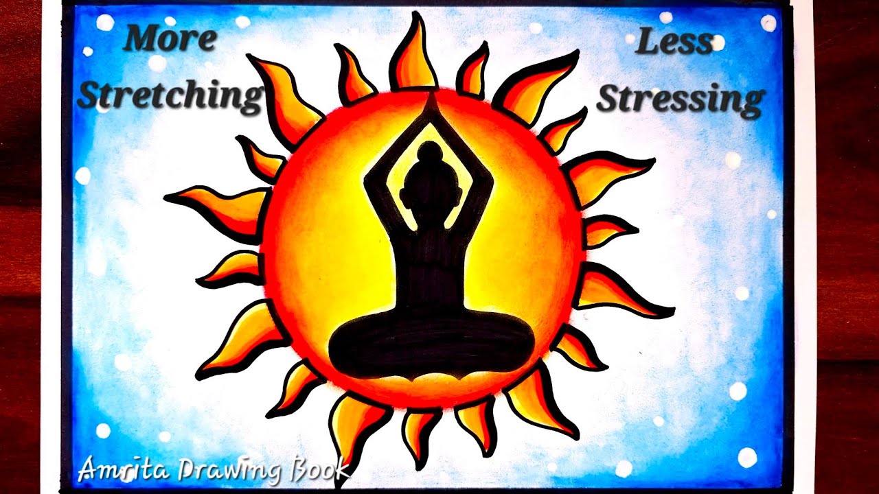 International Yoga Day Drawing easy |Yoga Day Poster |Yoga Drawing |Chart Project Making on Yoga Day