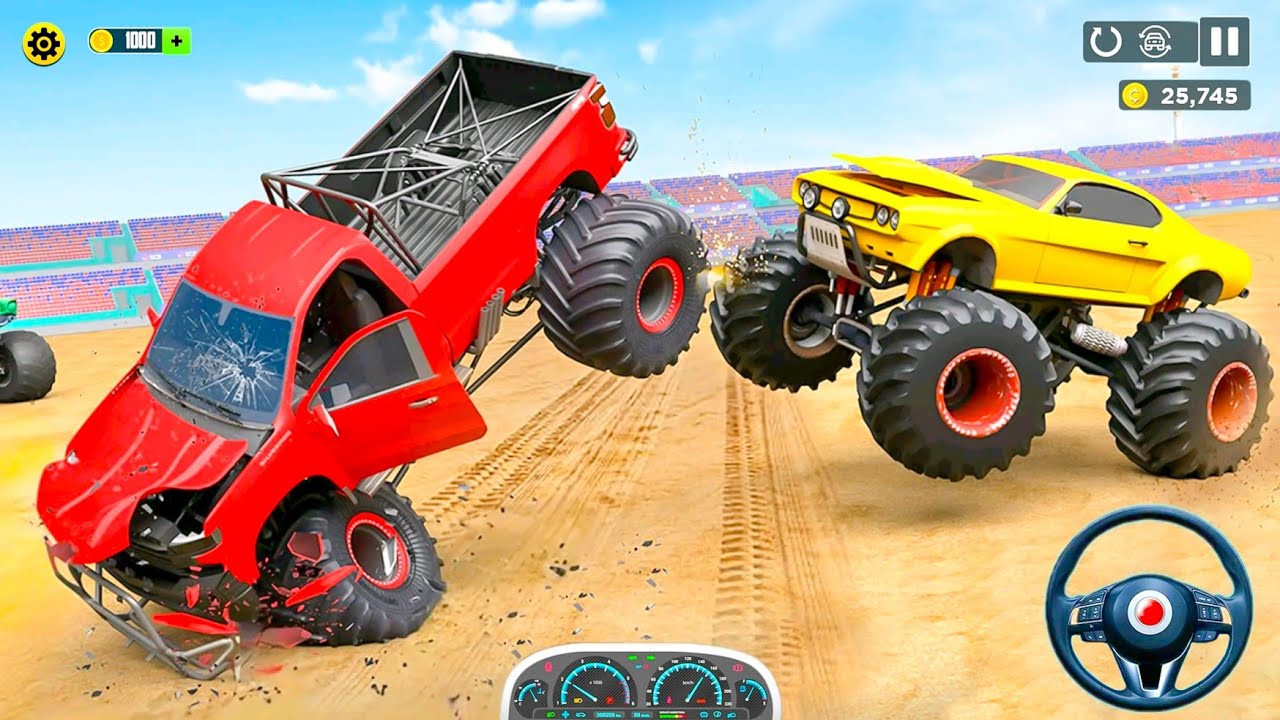 US Army Monster Trucks Shooting Derby Demolition Crash Racing Simulator - Android Gameplay.