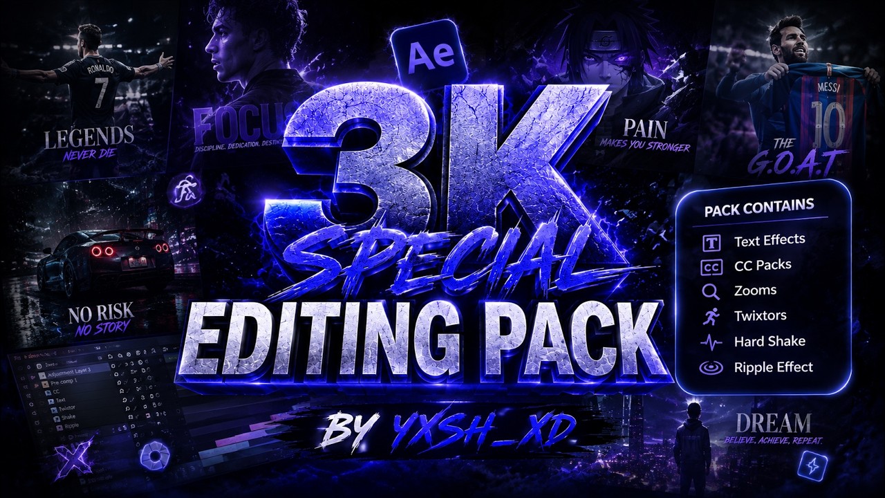 Free Editing Pack in After Effects | 3k Special | YXSH_XD
