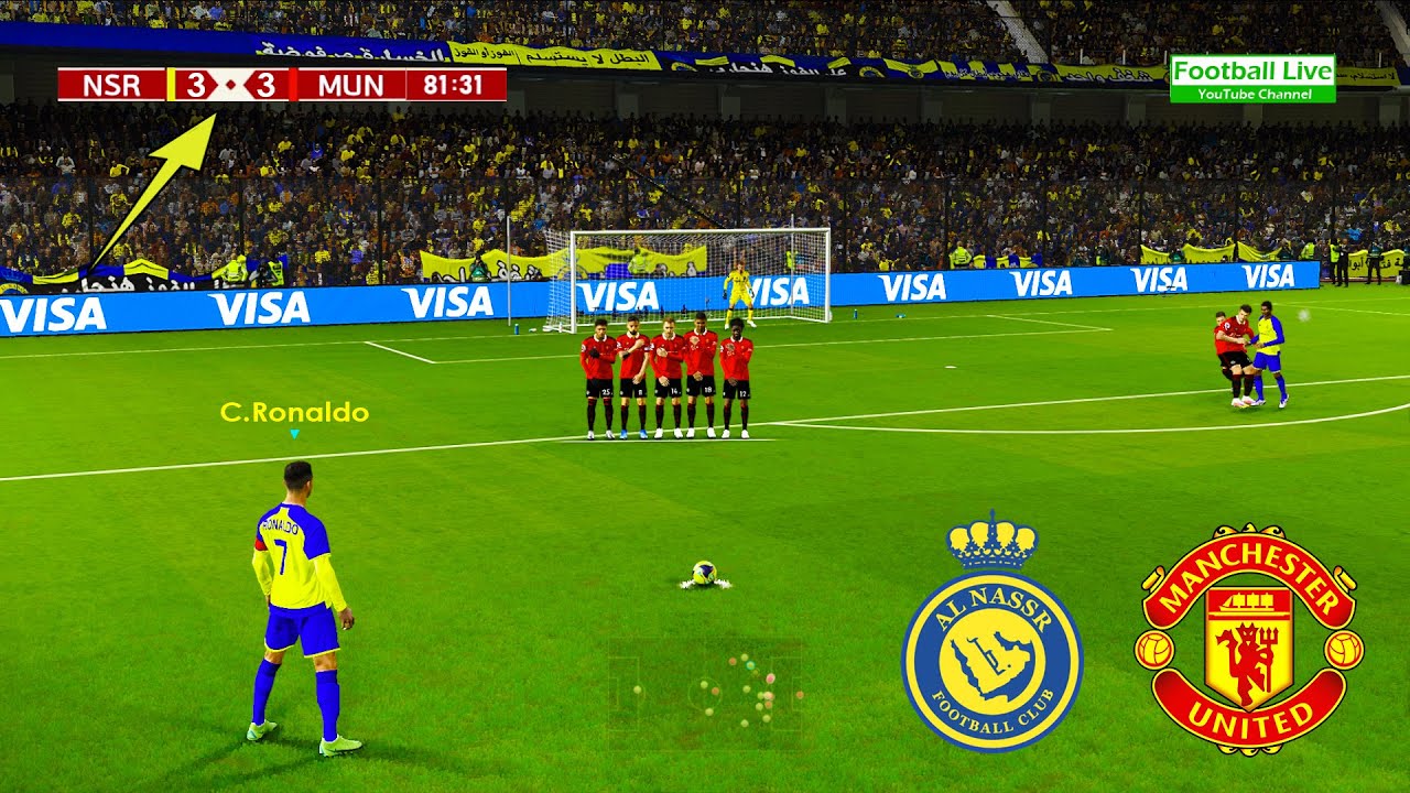 Al Nassr vs Manchester United | C.Ronlado 2 Free Kick Goal | CR7 to Al Nasr | eFootball PES Gameplay