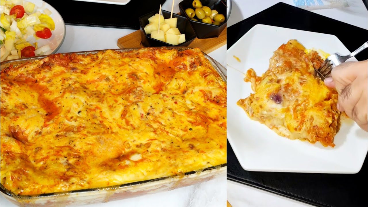 لازانيا باللحم المفروم و الجبن 🤤 لازانيا الإيطالية بكل أسرارها وصفة سهلة و سريعة 👌#lasagna 
