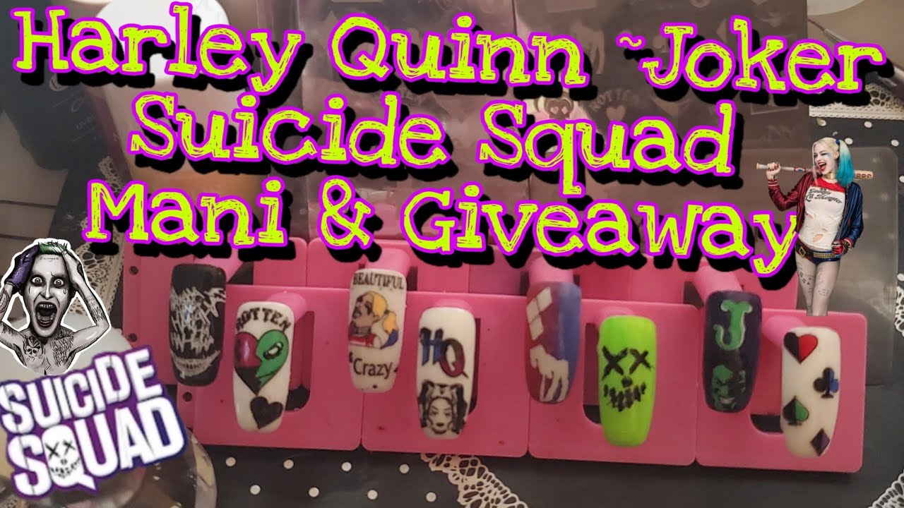 Suicide Squad Joker/Harley Quinn mani using MDU Stamping Plate & Giveaway