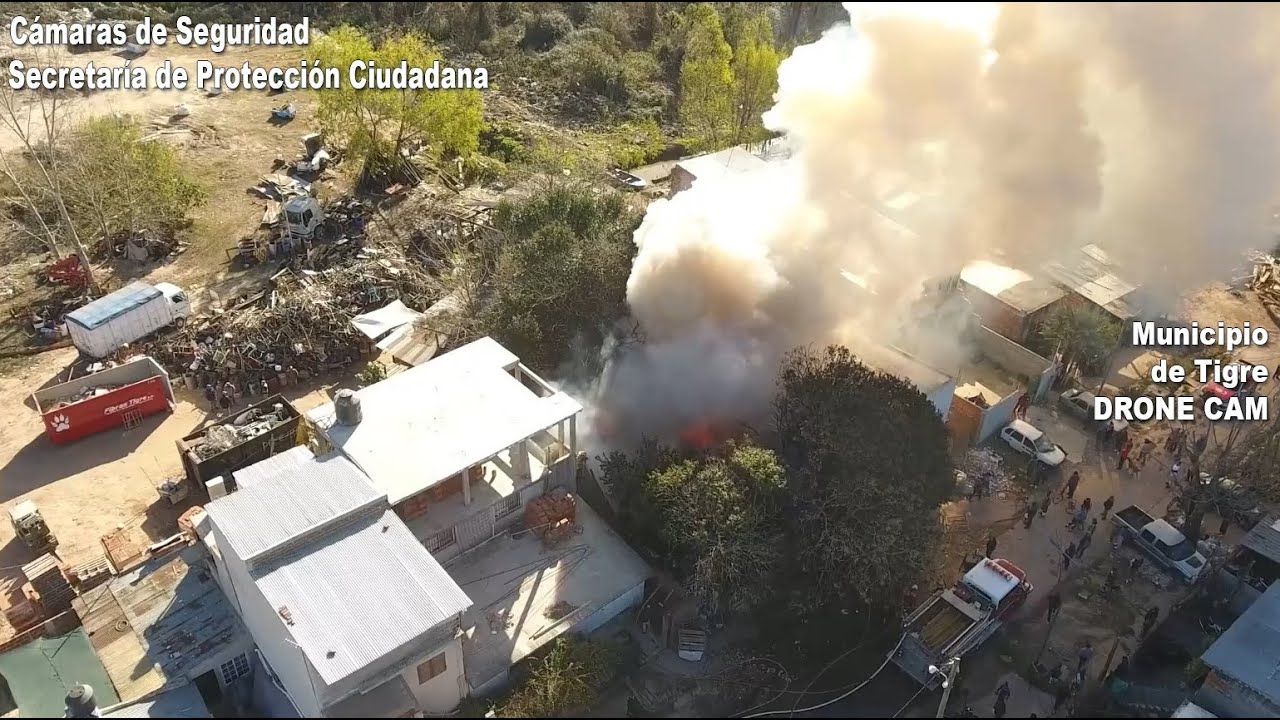Rápido accionar del Sistema de Protección Ciudadana de Tigre para controlar un incendio en un galpón