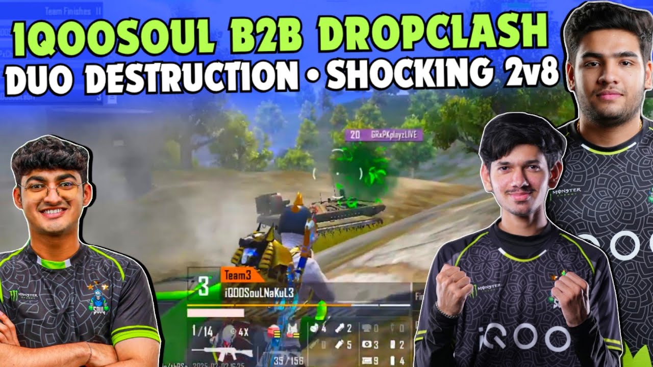 iQOOSouL Back2Back DropClash ✅ SOUL Nakul Legit Destruction 🔥 Joker Nakul 2v8 🥶 Team SouL 🚀