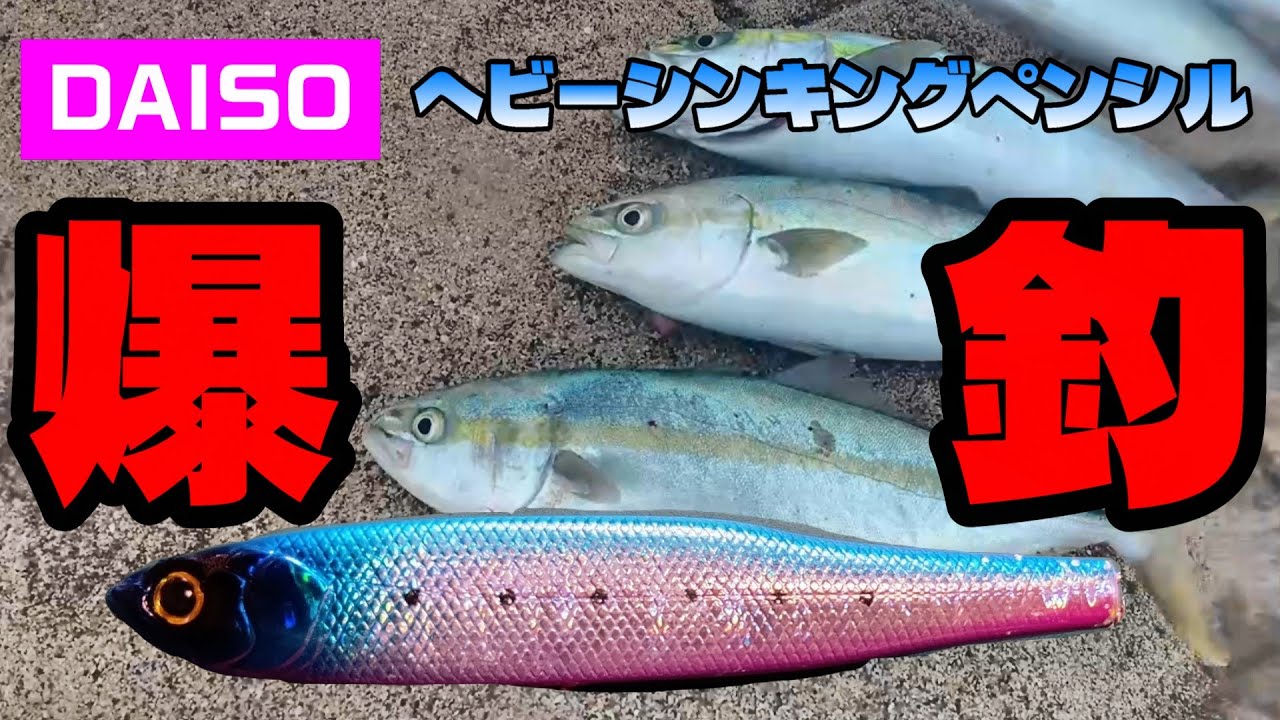 【購入レビュー】ダイソーの新商品ヘビーシンキングペンシルで青物爆釣　常磐サーフ　茨城サーフ　福島サーフ　/　Daiso lures catch a lot of fish