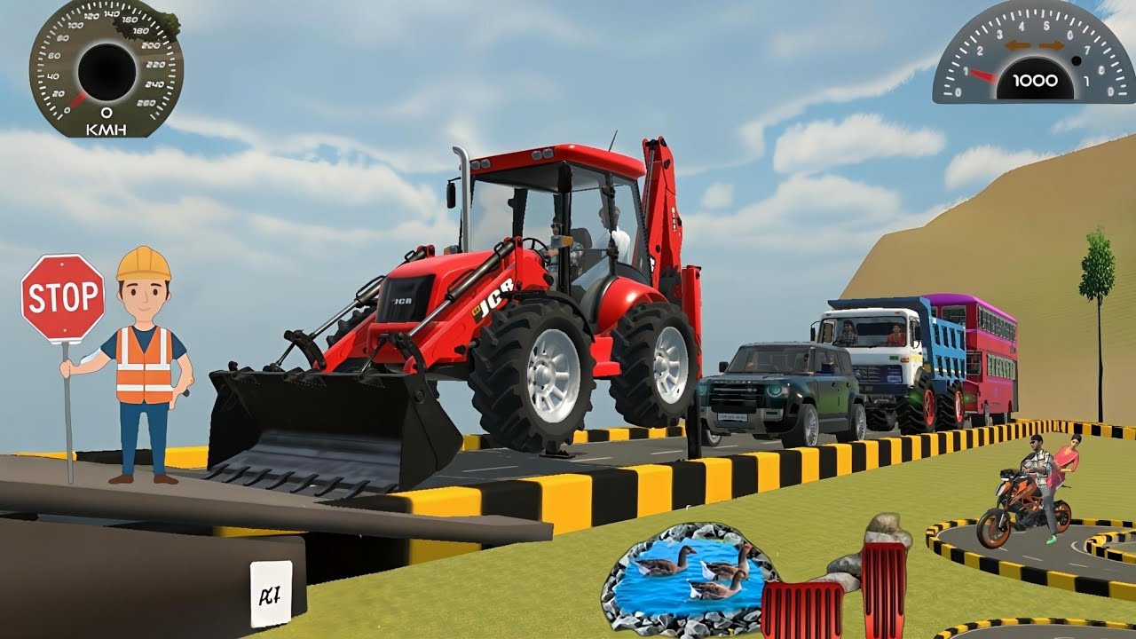 day (64)🔴Drive JCB and Uploading Stone🌋 From tractor and🔥 Dumper Truck in 3d Game #jcb #gaming