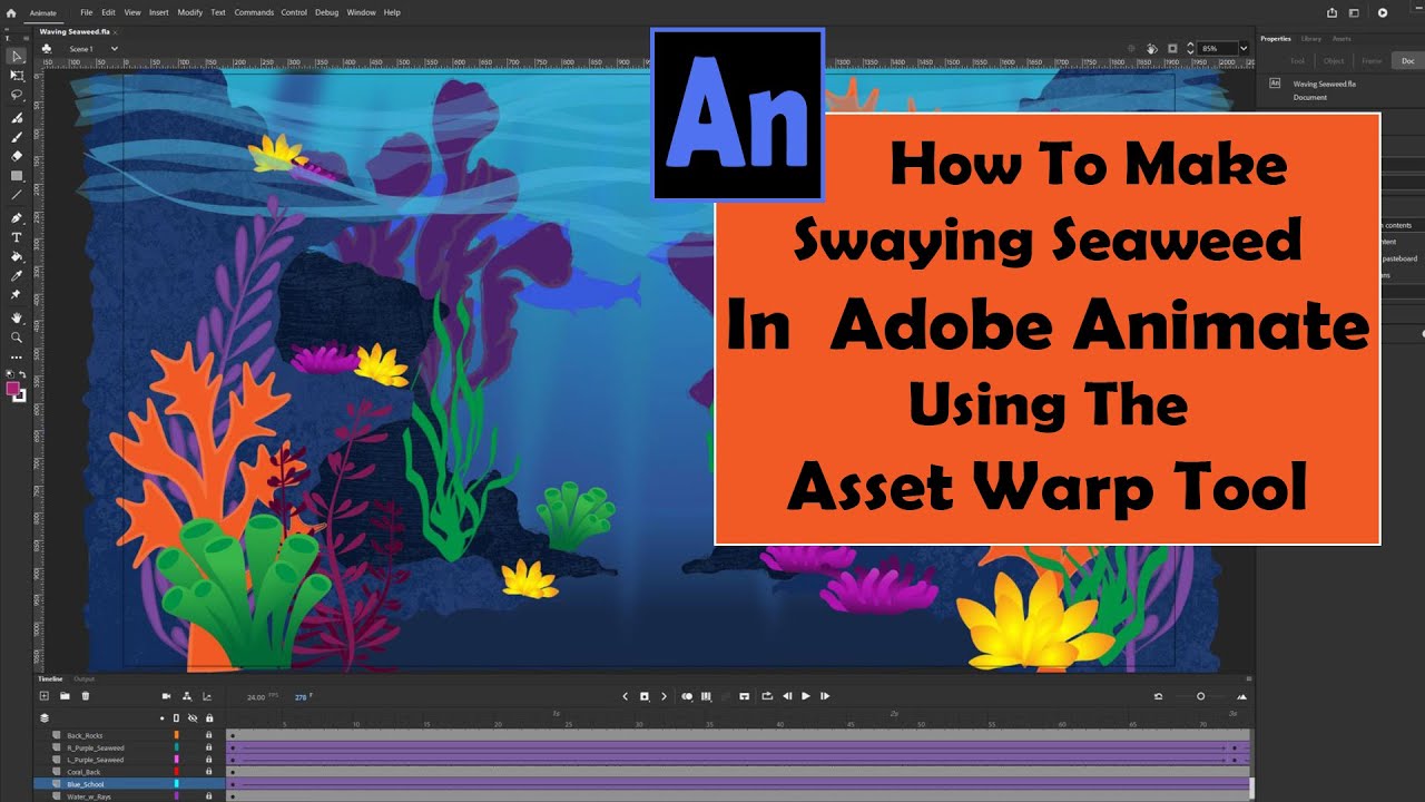 How To Make Swaying Seaweed In Adobe Animate Using The Asset Warp Tool