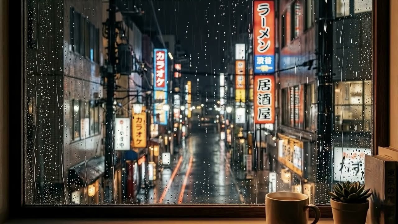 Neon Tokyo Rain 🌧️ Cozy Window Night for Sleep & Relax (4K)