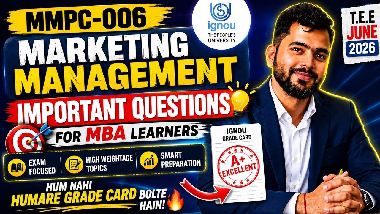 🔥 MMPC-006 Marketing Management Important Questions 2026 | 😱 Yahin Se Aayenge Questions! | 