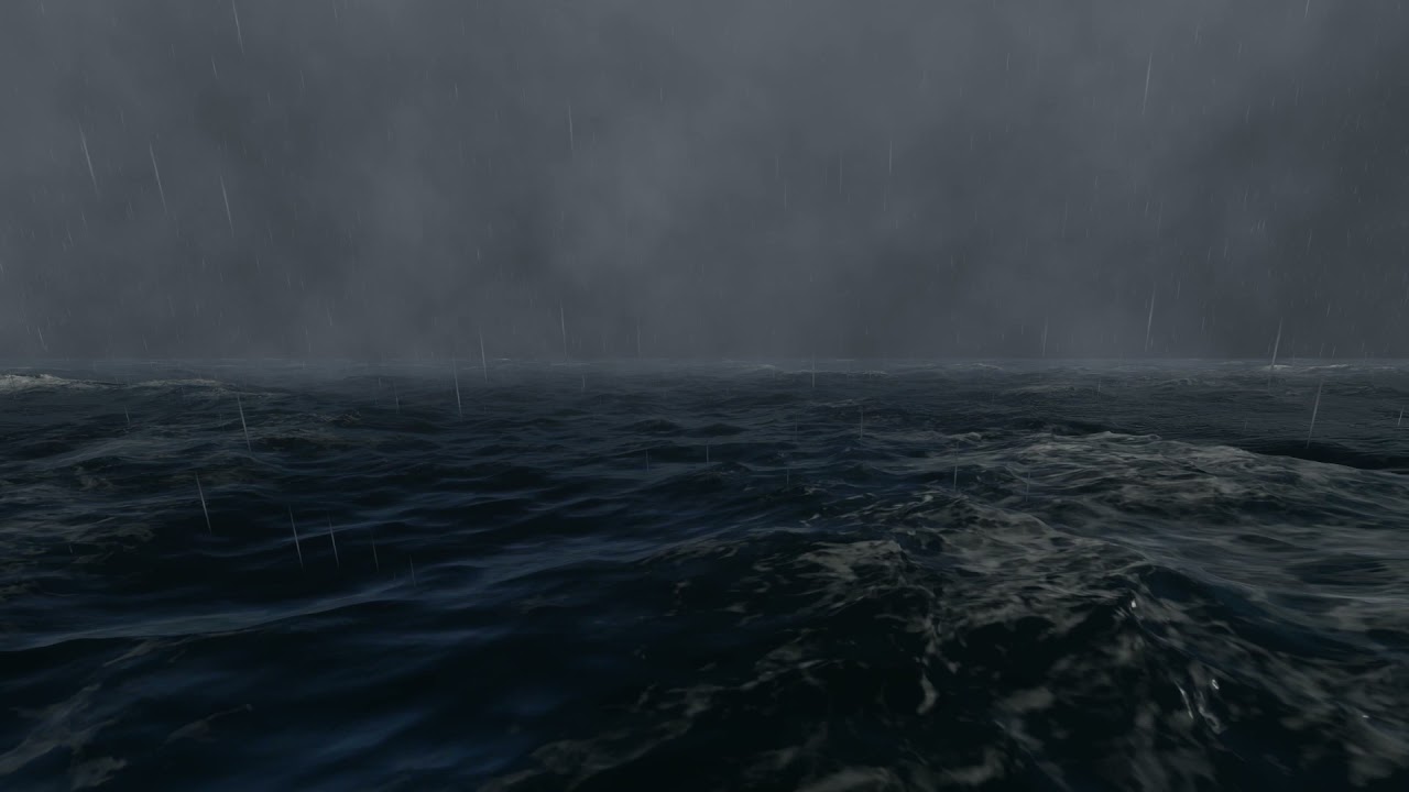 Tempestade no Mar. Som de chuva e vento no oceano.