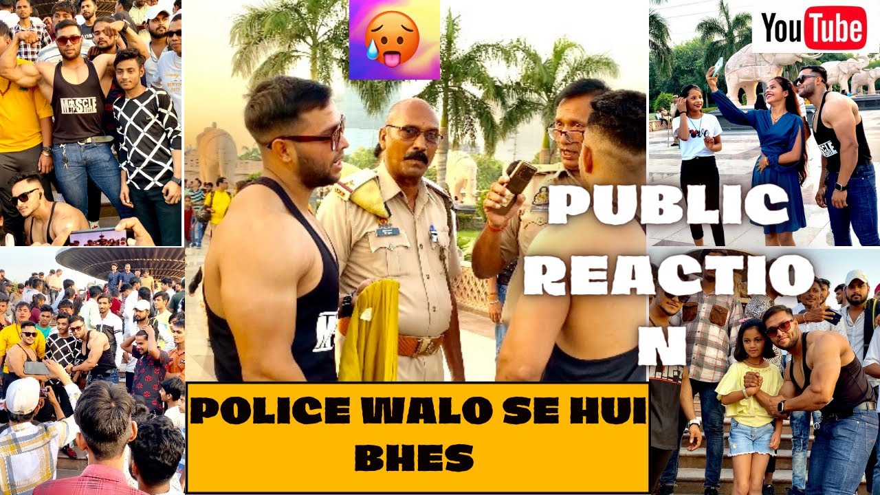 When Bodybuilder Walk Shirtless Public and Girls Reaction😍😯|| Police walo se hui bhes😬😬