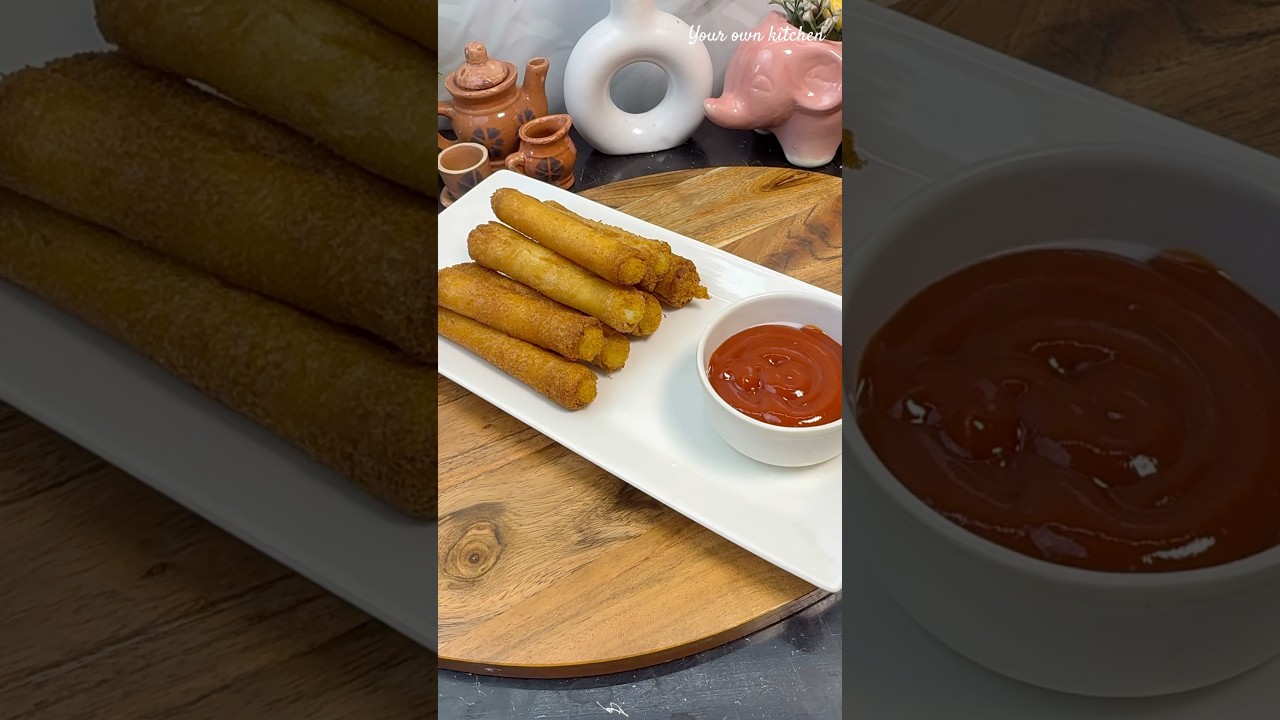 Crispy Bread Cigar Recipe😋#breadrecipe #bread #breadsnacks #potatosnacks #trending #shorts