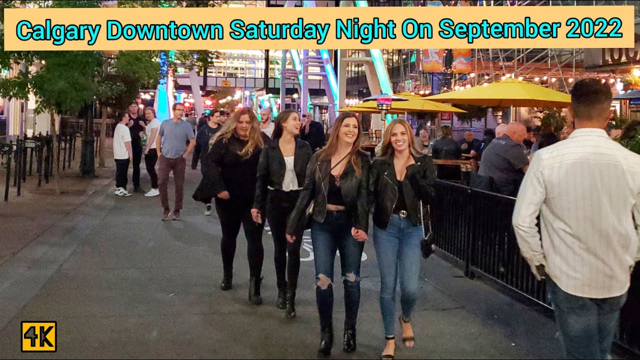 Calgary Downtown Saturday Night walk on first week of fall Season 2022 #calgary #alberta #canada