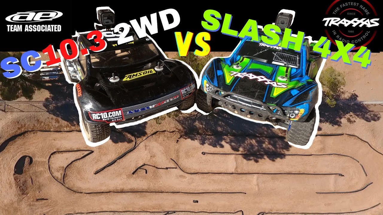 TRAXXAS SLASH 4X4 ULTIMATE vs TEAM ASSOCIATED SC10 2WD| Time attack race battle @ local dirt track!
