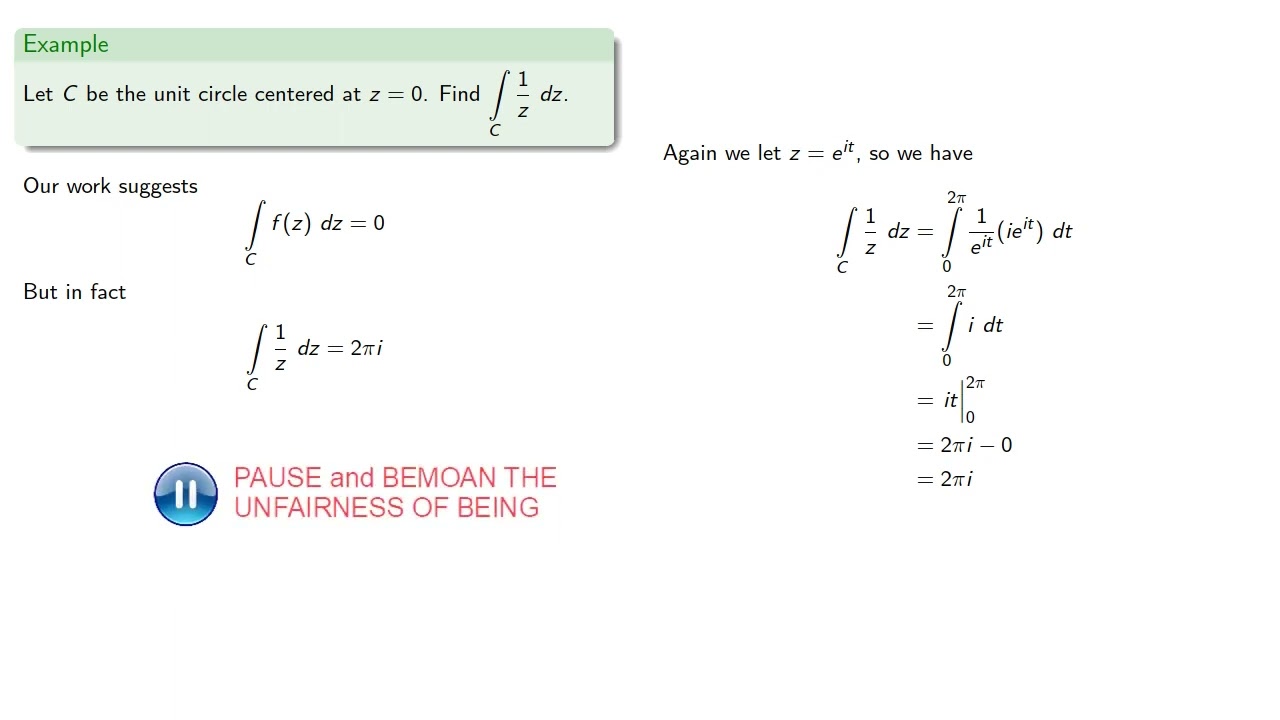 Contour Integrals  Closed Paths (Old Version)