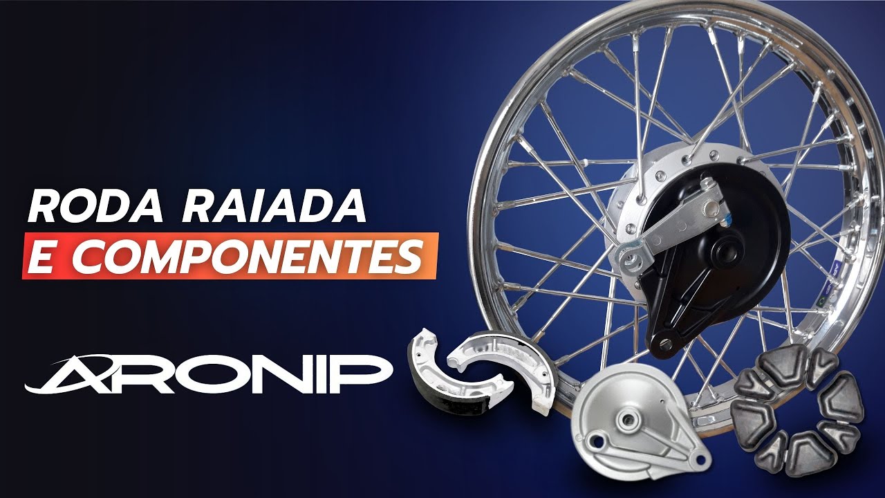 RODA RAIADA E COMPONENTES ARONIP: Coxim, Patins de Freio e Espelho do Cubo