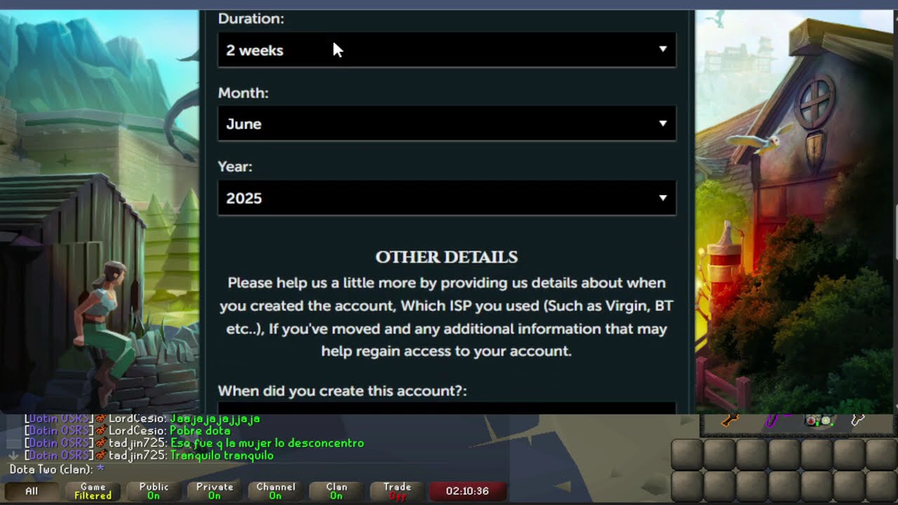 C&Oacute;MO LLENAR EL FORMULARIO PARA RECUPERAR CUENTAS BLOQUEADAS  [OSRS]