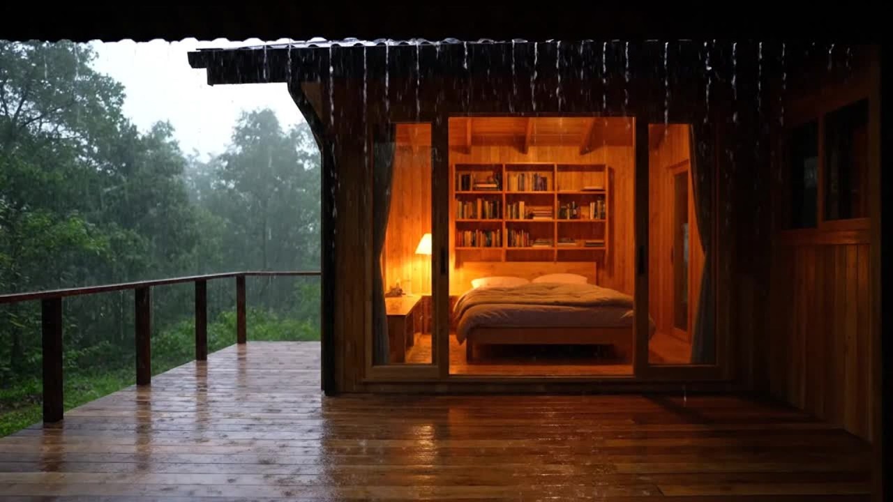 Heavy Rain and Thunder Sounds for Sleeping and Crackling Fire - Cabin House by MedievalLute