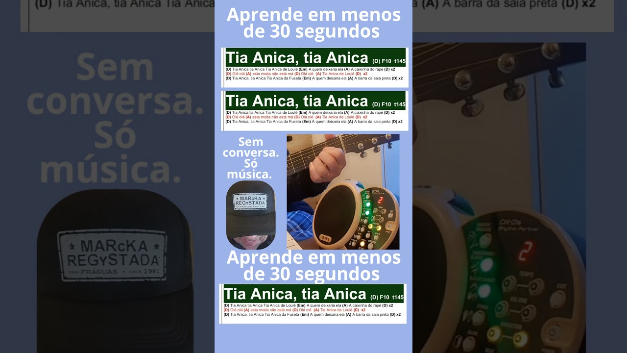 Tia Anica em 30s | Guitarra f&aacute;cil #guitarra #musicaportuguesa #tocarfacil #30segundos