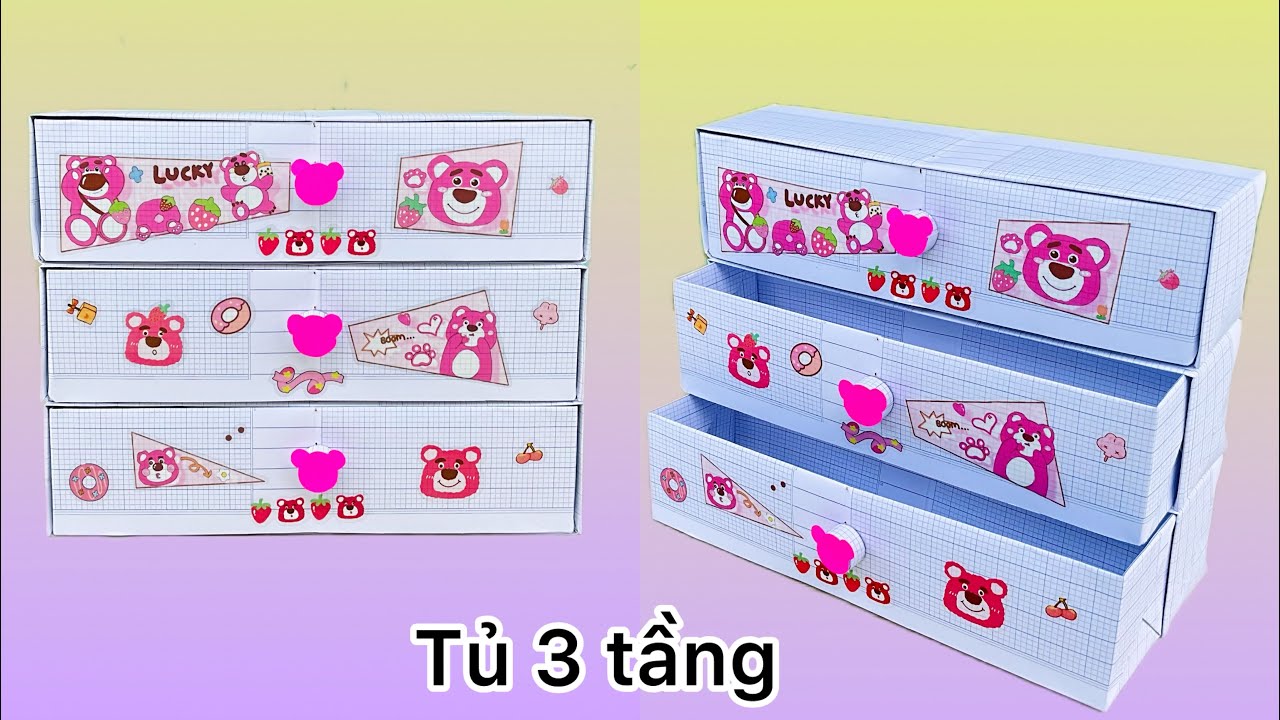 Cách Làm Tủ Decor 3 Tầng Bằng Giấy Tập Ô ly Học Sinh | Sáng Tạo Thủ Công