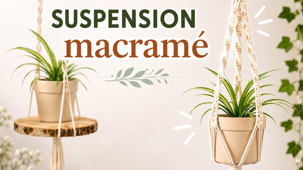 Suspension en macramé facile avec un seul nœud  | DIY déco bohème